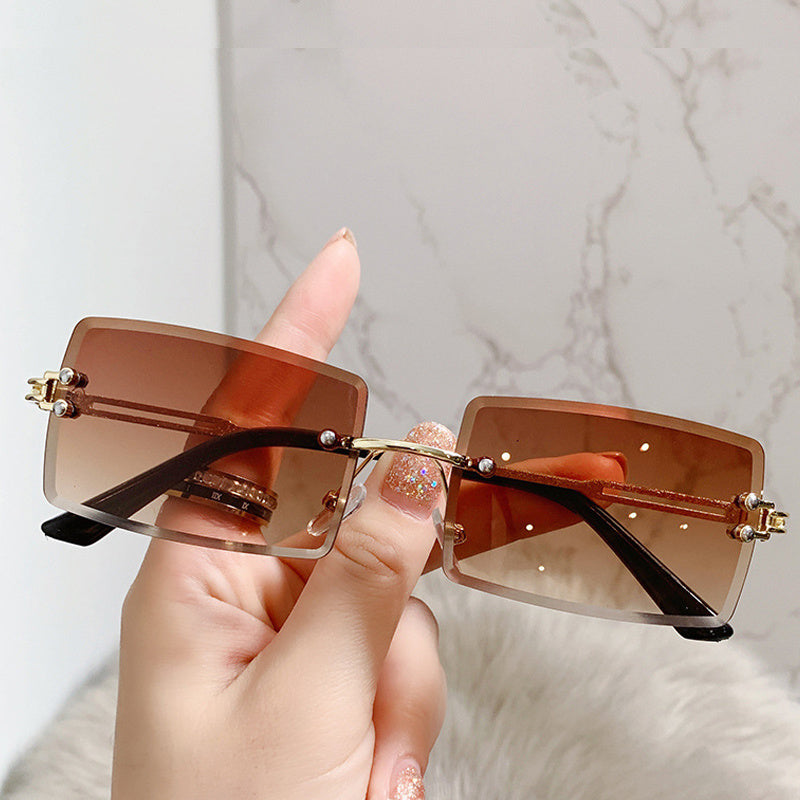 Rectangular Sunglasses Women's Rimless Glasses Y2K Holiday Accessories