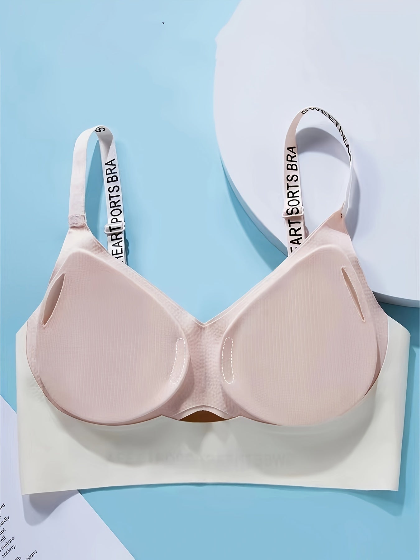 Letter Print Seamless Bra Anti Sagging Push Up Everyday Bra