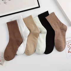 6 Pairs Comfy Solid Socks Women's Stockings
