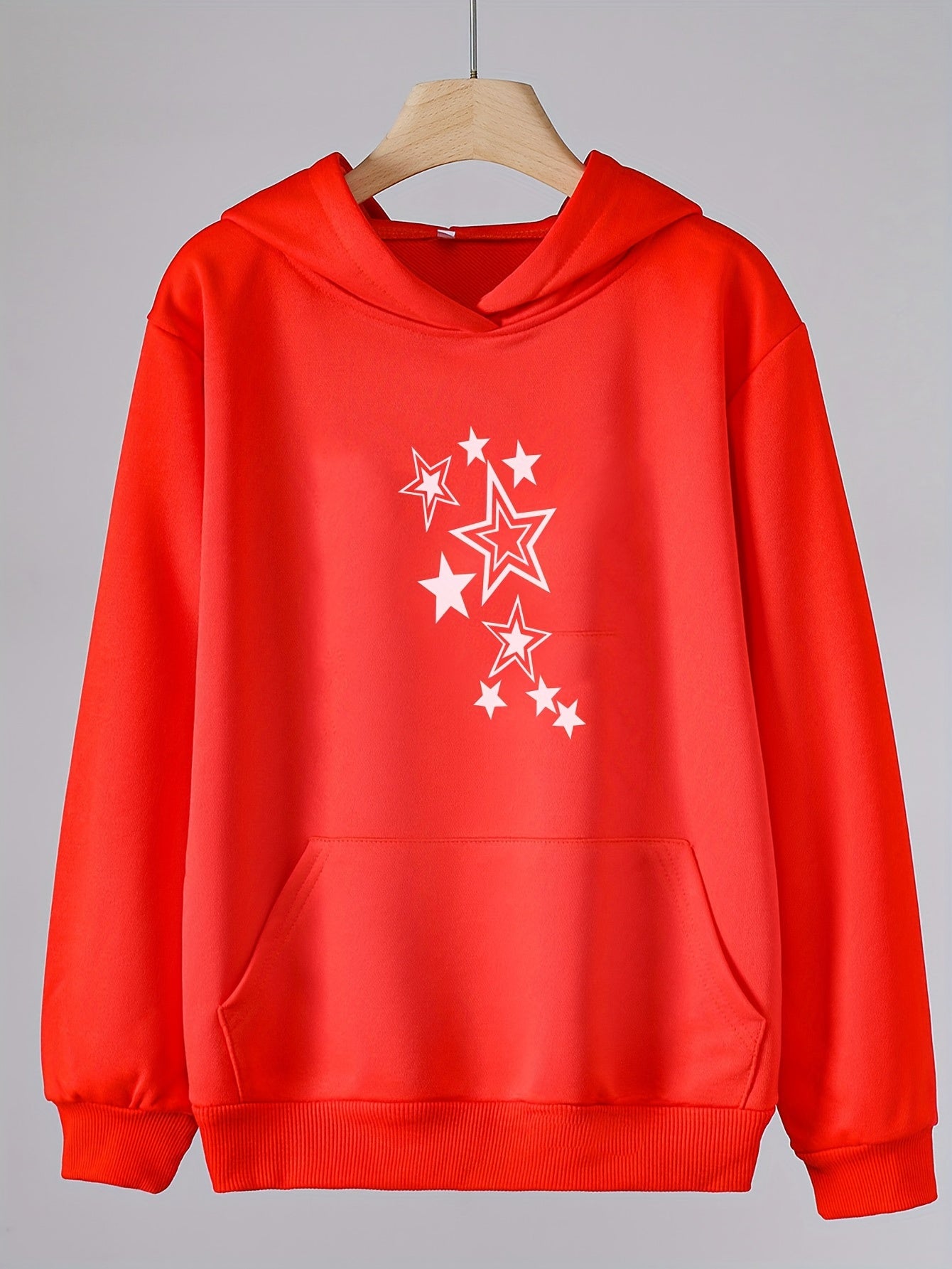 Girls Cartoon Stars Pattern Hooded Sweatshirt