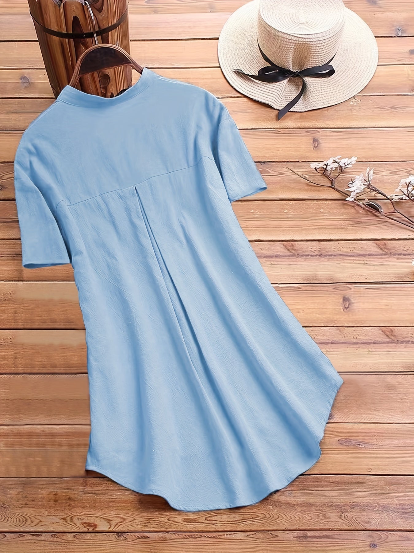  Butterfly Print Short Sleeve Button Shirt