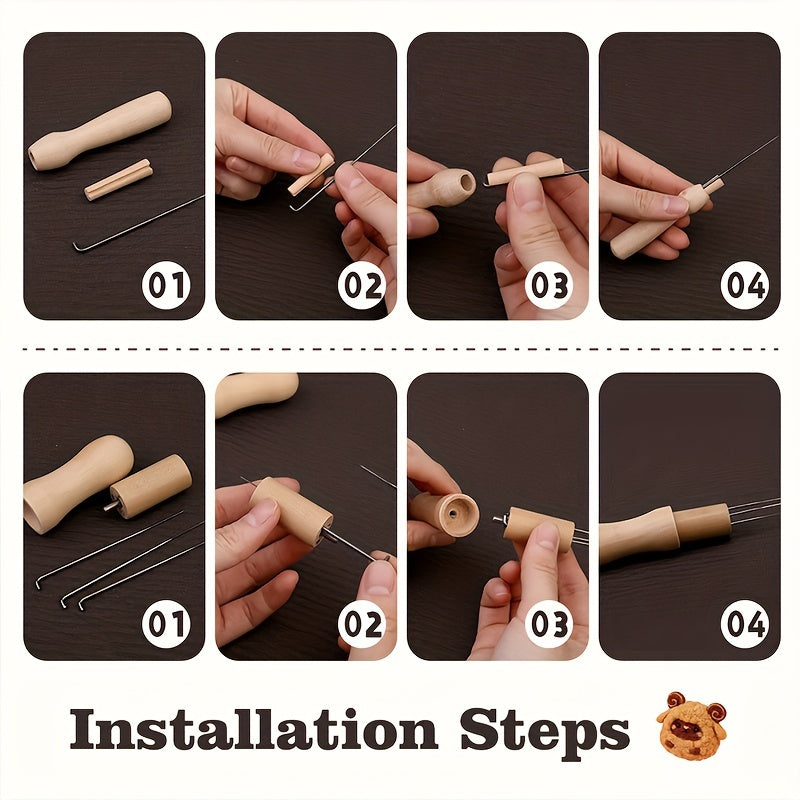 Needle Felting Kit with 3 Needle Holders 4 Sizes Metal Felting Needles