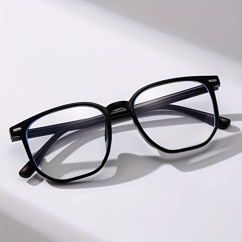 Square Clear Lens Glasses For Men Women Anti Light Rivet Decor Glasses