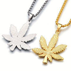 Men's Maple Leaf Pendant Necklace Long Ladies Sweater Chain