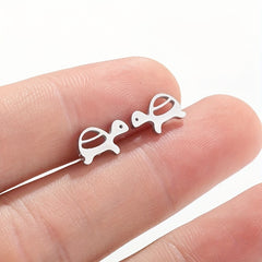 2pcs Men's Stainless Steel Mini Turtle Earrings