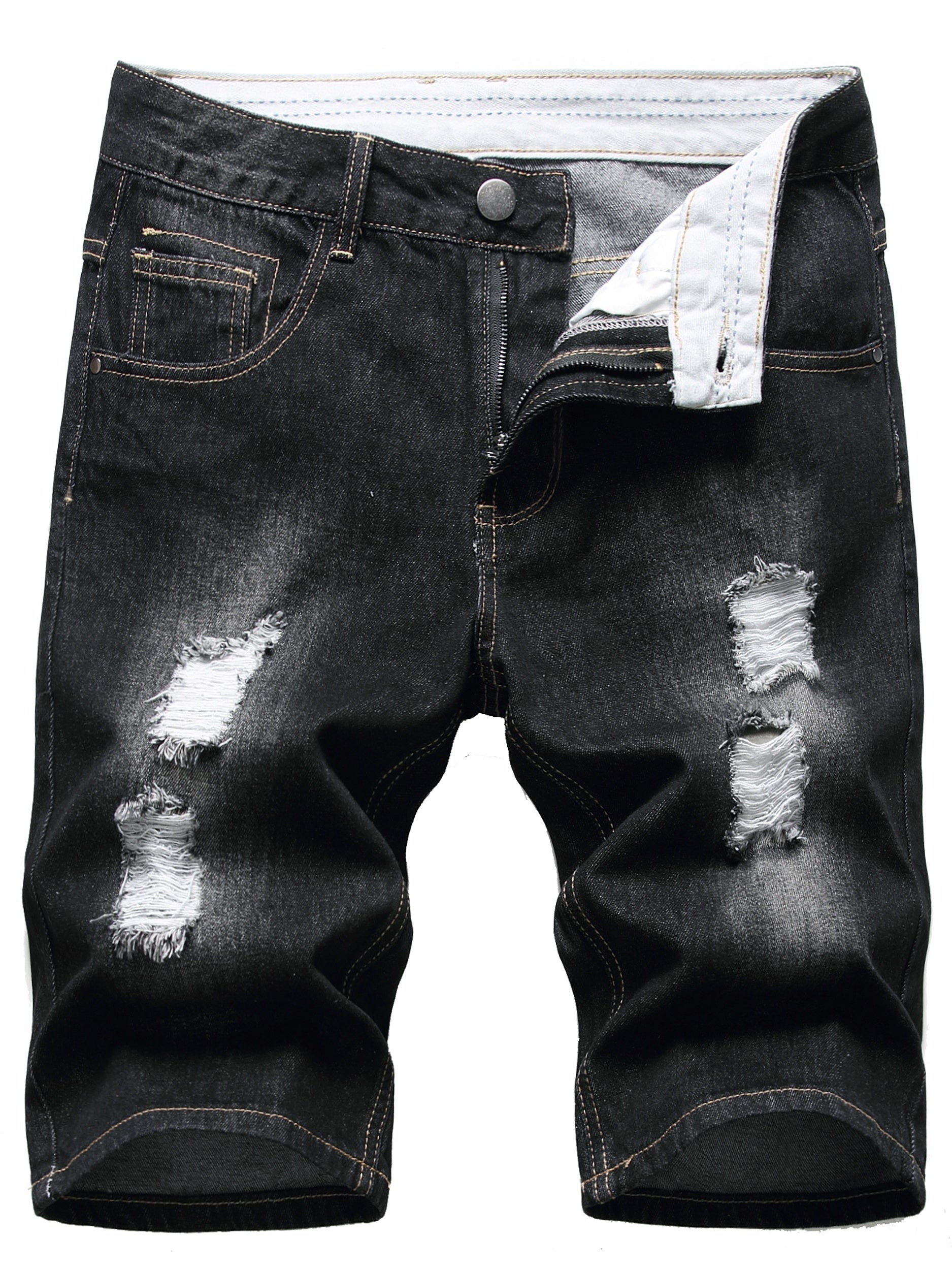 Men's Ripped Denim Shorts Casual Street Style Distressed Shorts
