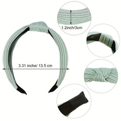 4PCS Fabric Hairband Knotted Wide Brim Knitting Striped Hair Hoop