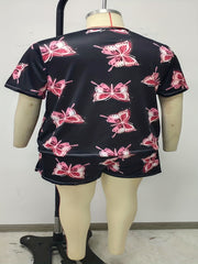  Leopard Print Tee & Shorts Loungewear Set