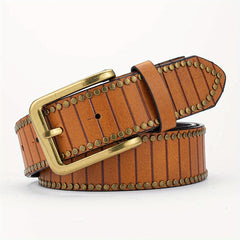 Alloy Pin Buckle PU Striped Belt for Men