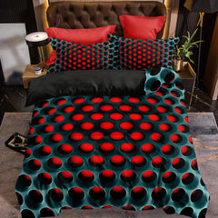 3pcs 3D Hexagon Pattern Duvet Cover Set with 2 Pillowcases