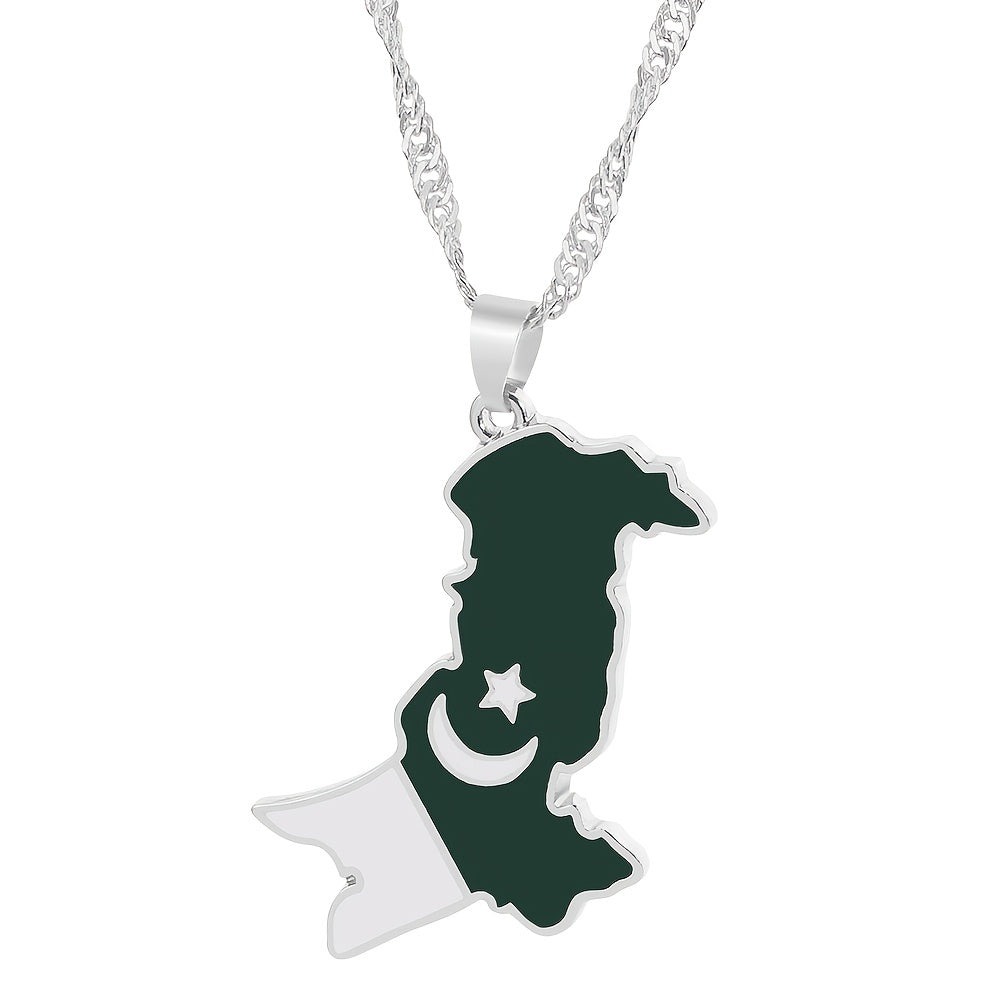 Geographic Map Pendant Necklace Artificial Jewelry