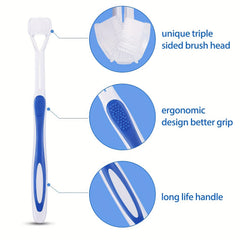 3-Sided Toothbrush for Kids Autism Sensory Bristle Travel Toothbrush