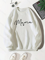 Letter Print Crew Neck Sweatshirt for Women