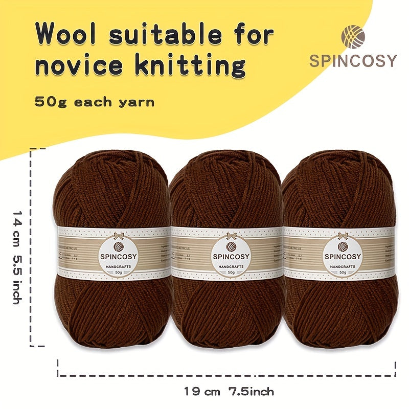 3pcs Yarn Crocheting Knitting 4 Layer Acrylic Yarn 3 Pack 144g