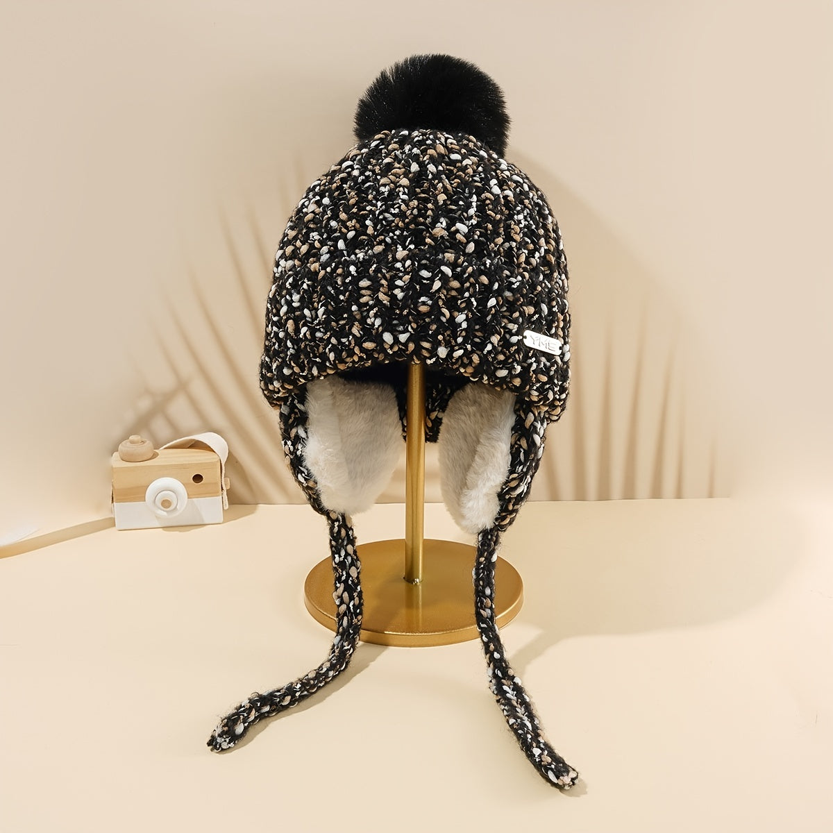 Women's Fleece Lined Cable Knit Beanie Hat for Cold Weather
