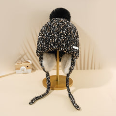 Women's Fleece Lined Cable Knit Beanie Hat for Cold Weather