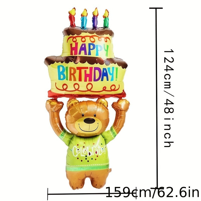 3 Layer Cake Aluminum Balloon Birthday Party Decoration with Colorful Candle