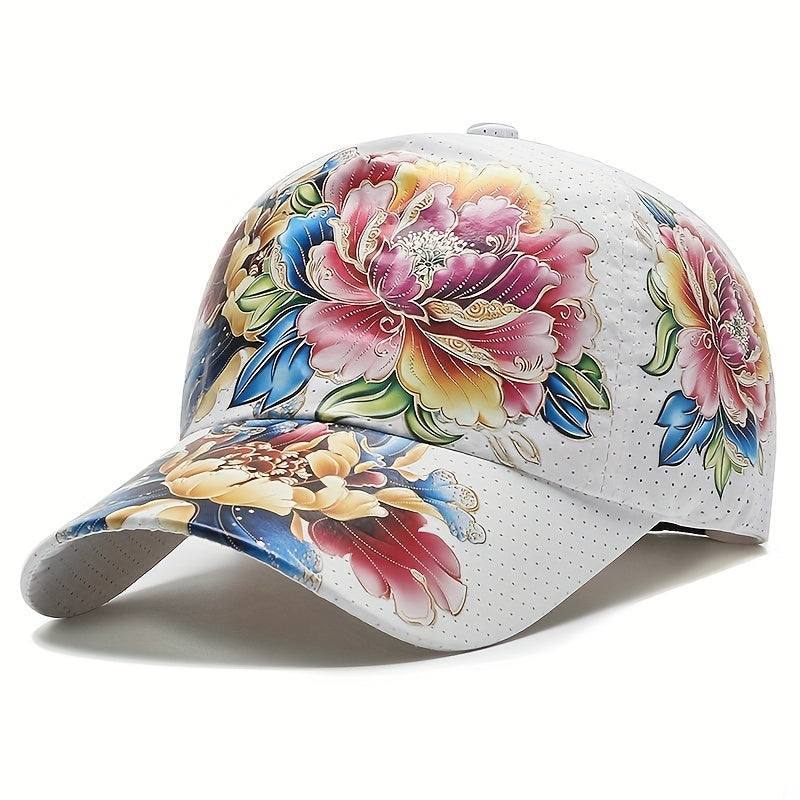 Boho Flower Print Baseball Cap Quick Drying Mesh Sports Sun Hat