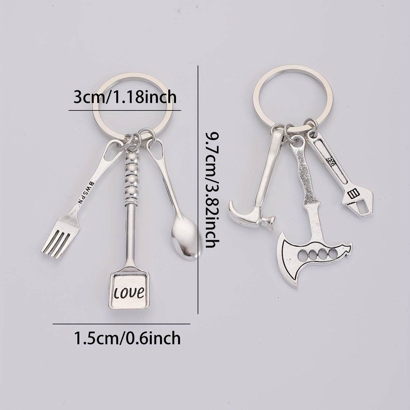 2pcs Alloy Tool Pendant Keychain For Men - Summer Casual Business Pendant