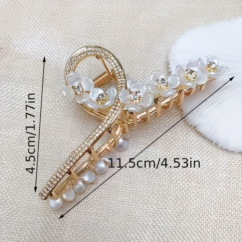 Flower Hair Claw Clip Women's Rhinestone Hair Accessory
