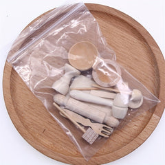 11pcs Unpainted Wooden Kitchen Baking Props DIY Ornaments