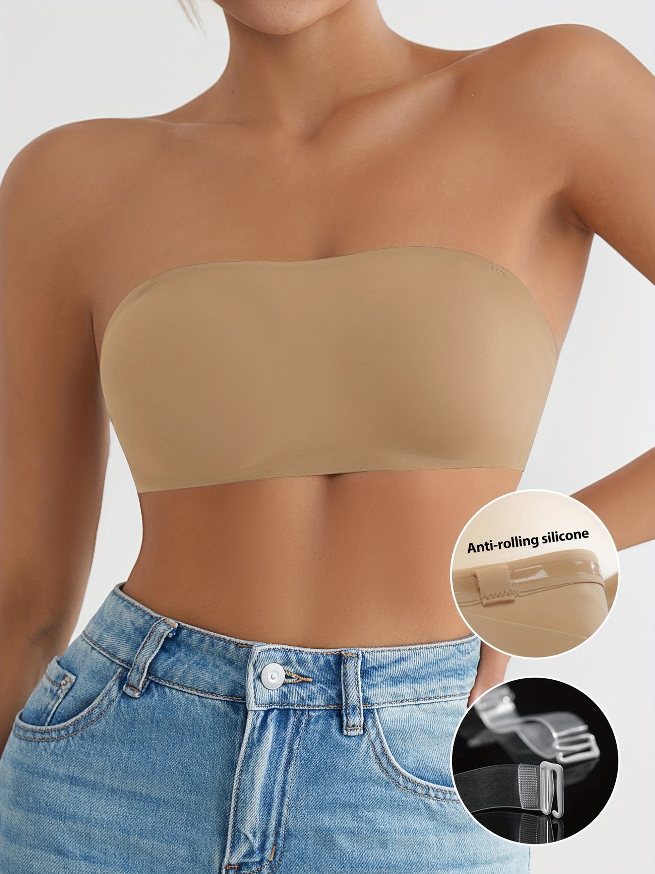 Seamless Strapless Bandeau Bra Cozy Stretch Everyday Bra Women's Lingerie