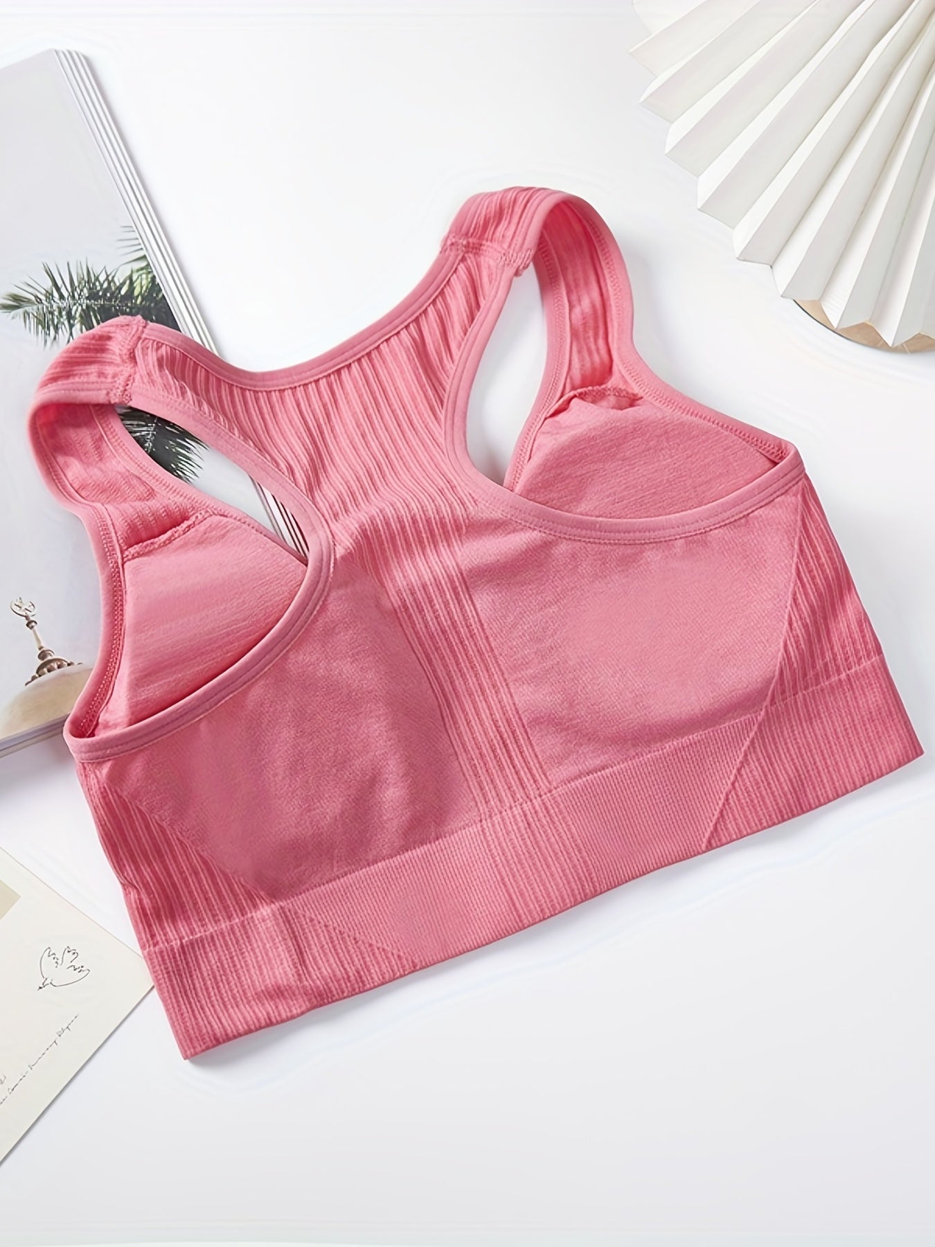 Racerback Zip Sports Bra Breathable Workout Tank Bra