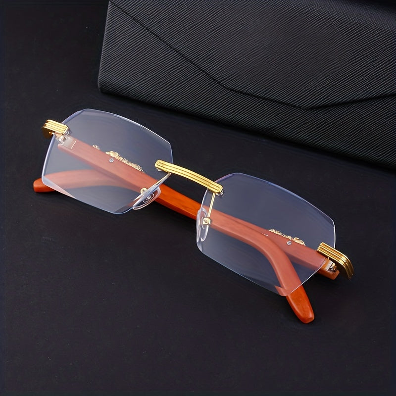 Men's Rimless Leopard Driving Sunglasses UV Protection