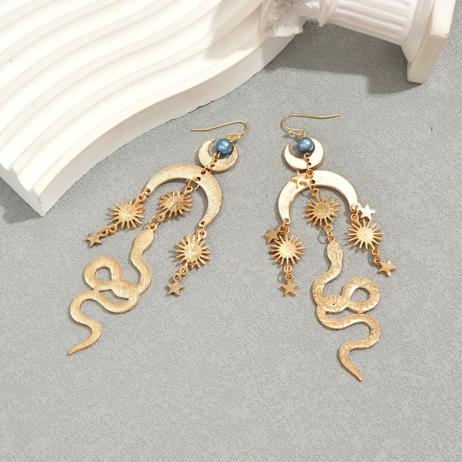 Boho Moon Sun Snake Star Earrings