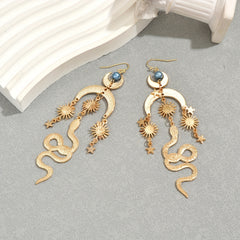 Boho Moon Sun Snake Star Earrings