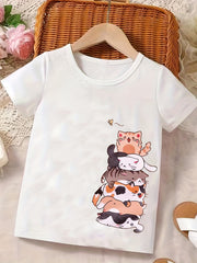 Cartoon 3D Graphic Baby Girl's T-shirt Blouse