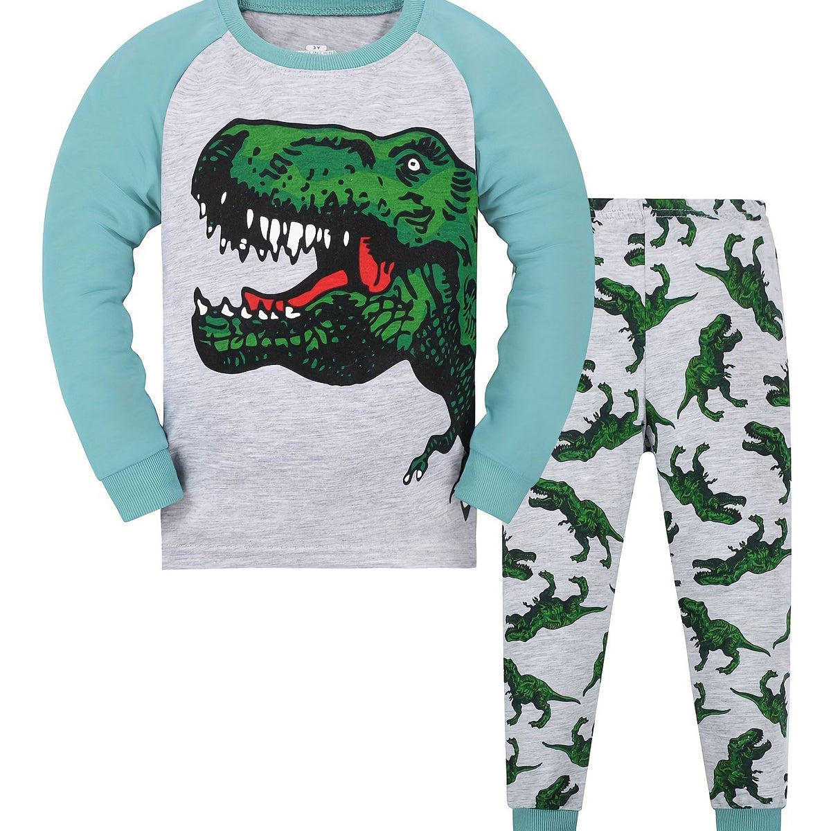 Kid's Cartoon Animal Pajama Set Long Sleeve Top & Pants