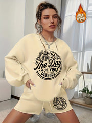  Halloween 2pcs Set Graphic Sweatshirt & Shorts Outfits