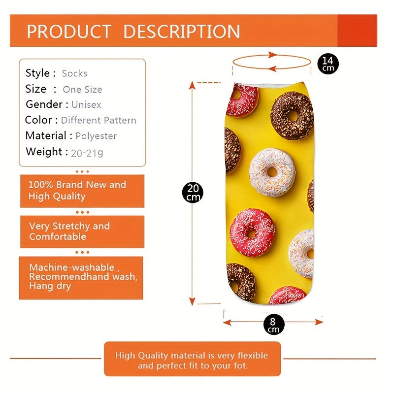 Donut Print Crew Socks Women's Stockings