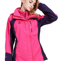 3-in-1 Winter Hooded Jacket Waterproof Ski Coat Women's Outdoor Ski Jacket