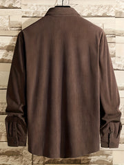 Men's Corduroy Casual Long Sleeve Shirt for Autumn