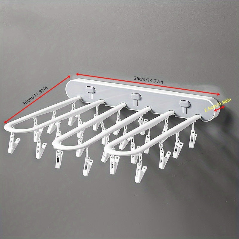 Balcony Drying Rack with 24 Clips Household Folding Rack