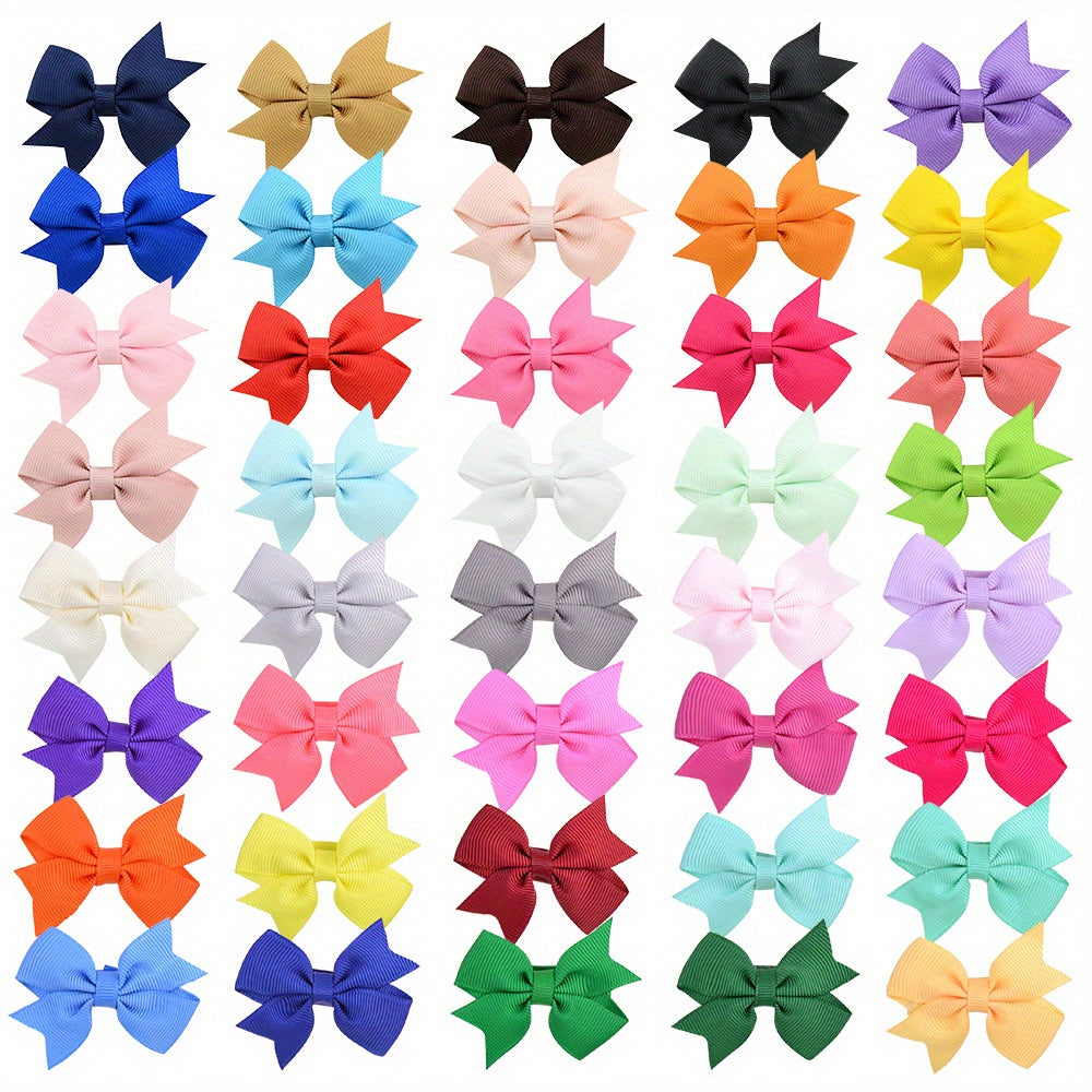 40pcs Baby Girl Bowknot Hair Clips - Assorted Colors