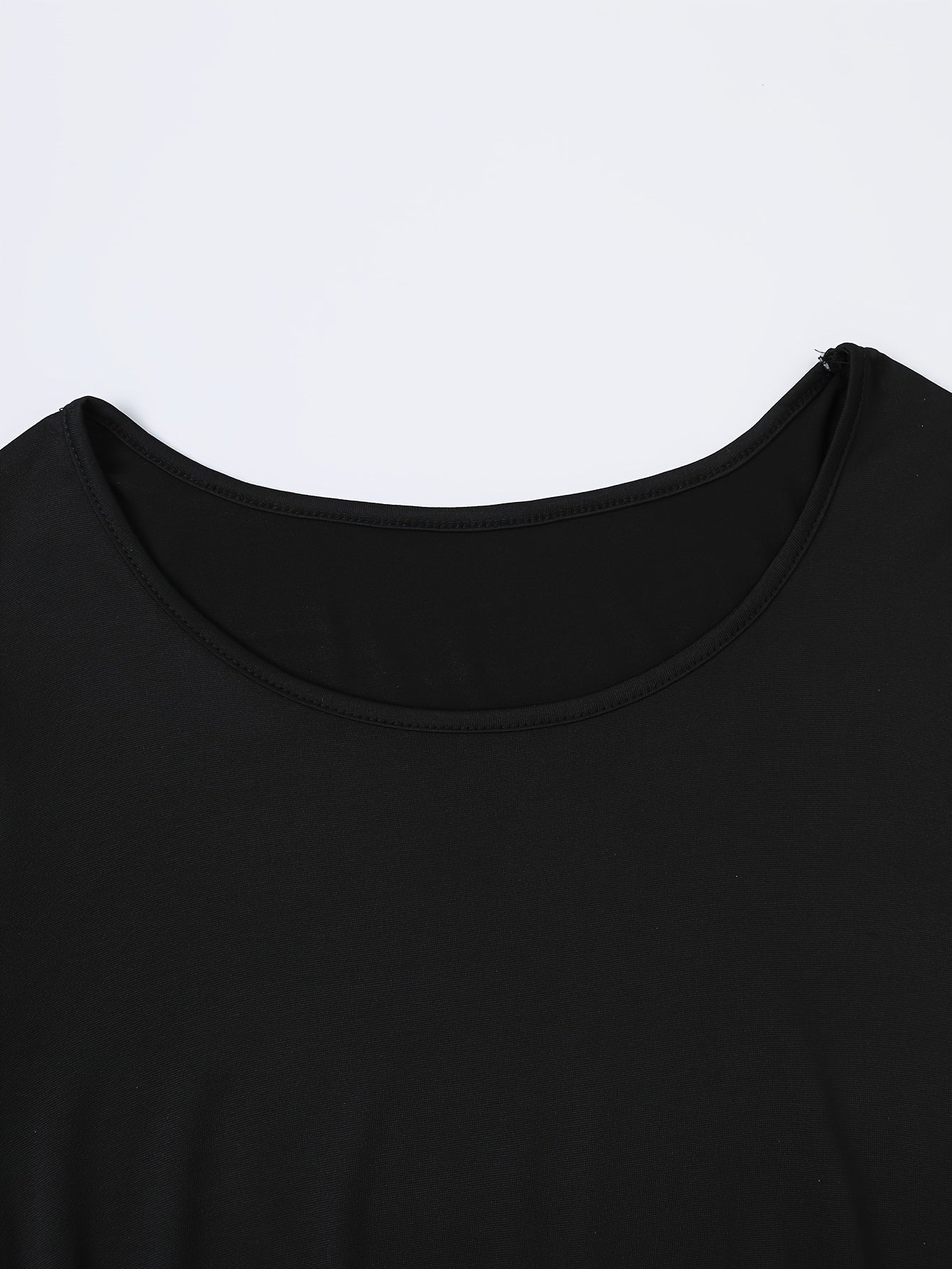  Colorblock Graphic Print Round Neck Belted Dress
