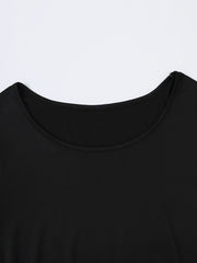  Colorblock Graphic Print Round Neck Belted Dress