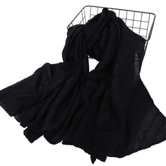 Casual Solid Bandana Striped Wrinkle Shawl Scarf Women Lightweight Silk Neck Sca