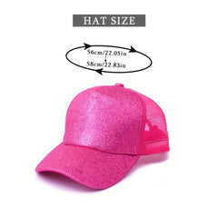 Glitter Ponytail Trucker Hat Mesh Cotton Baseball Cap