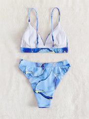 Women's Tie Dye Print High Waist Push Up Bikini Set