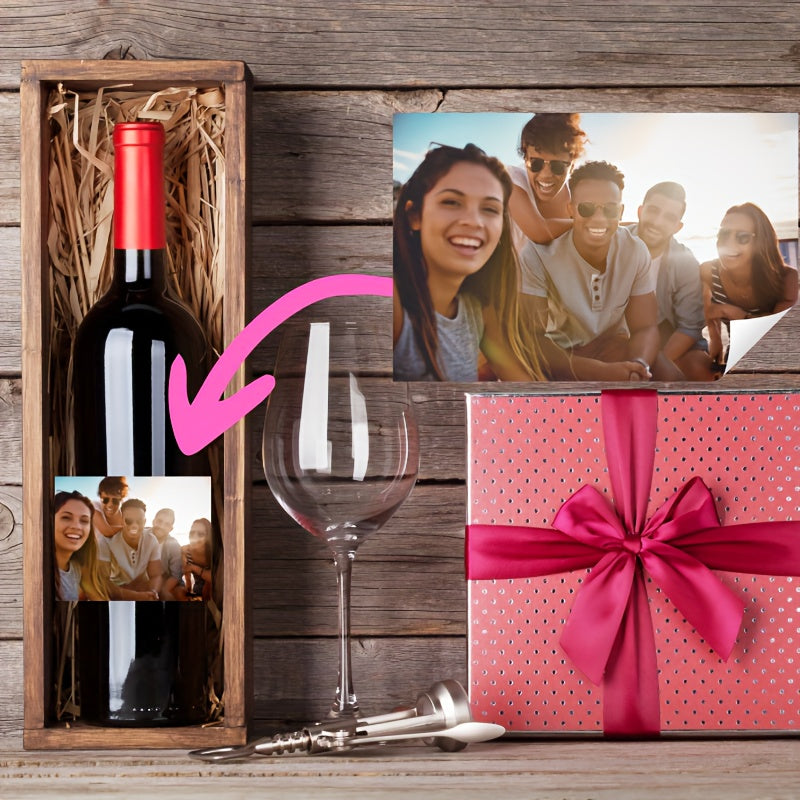 Custom Photo Wine Labels Waterproof Personalized Bottle Stickers