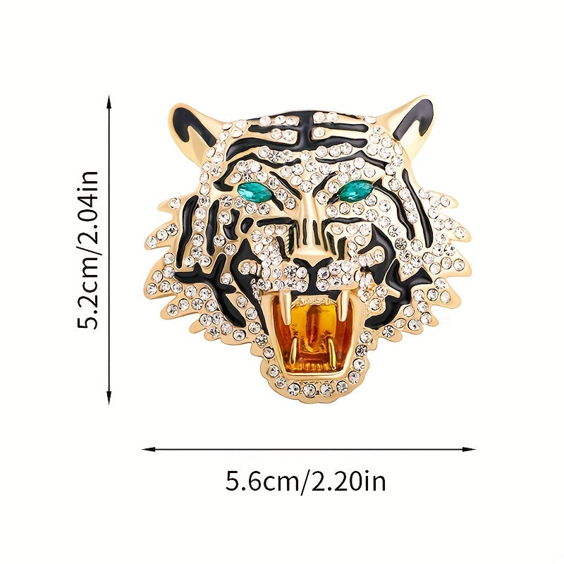 Rhinestone Tiger Head Brooch Men's Party Casual Gift