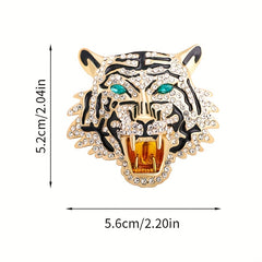Rhinestone Tiger Head Brooch Men's Party Casual Gift