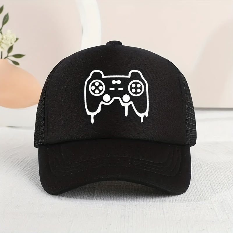 Kids Mesh Sunshade Gamepad Embroidery Baseball Cap