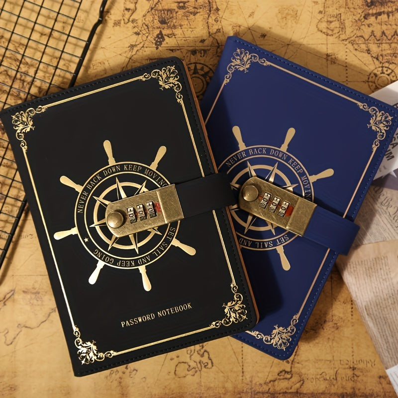 Sailor Sailing Password Notebook With Lock PU Leather 200 Pages