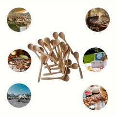 10pcs Wooden Long Handle Spoons for Home Coffee & Dishes