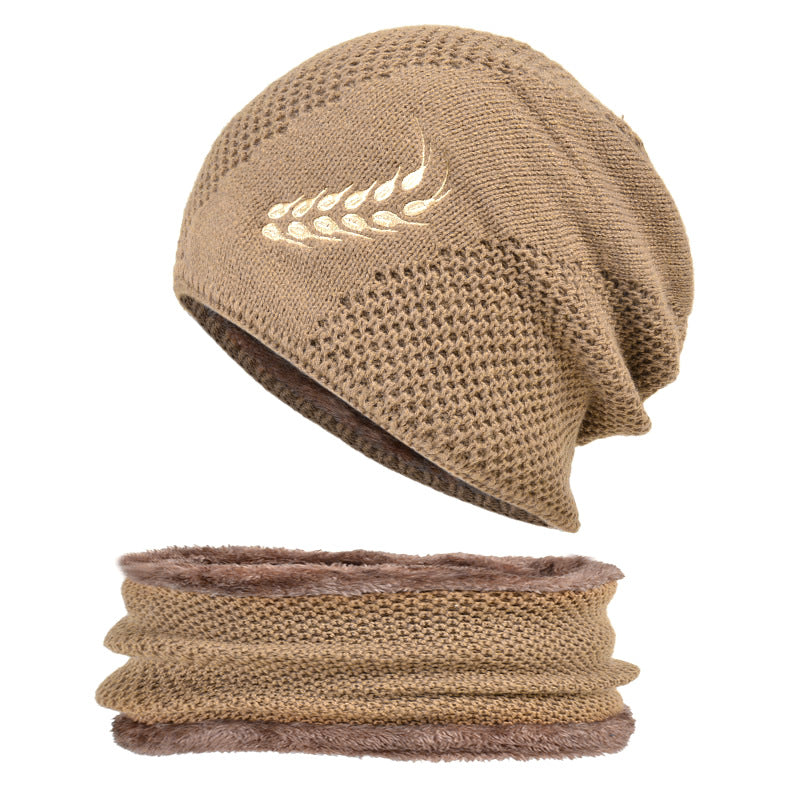Winter Embroidery Wheat Ear Warm Hat Knitted Wool Hat
